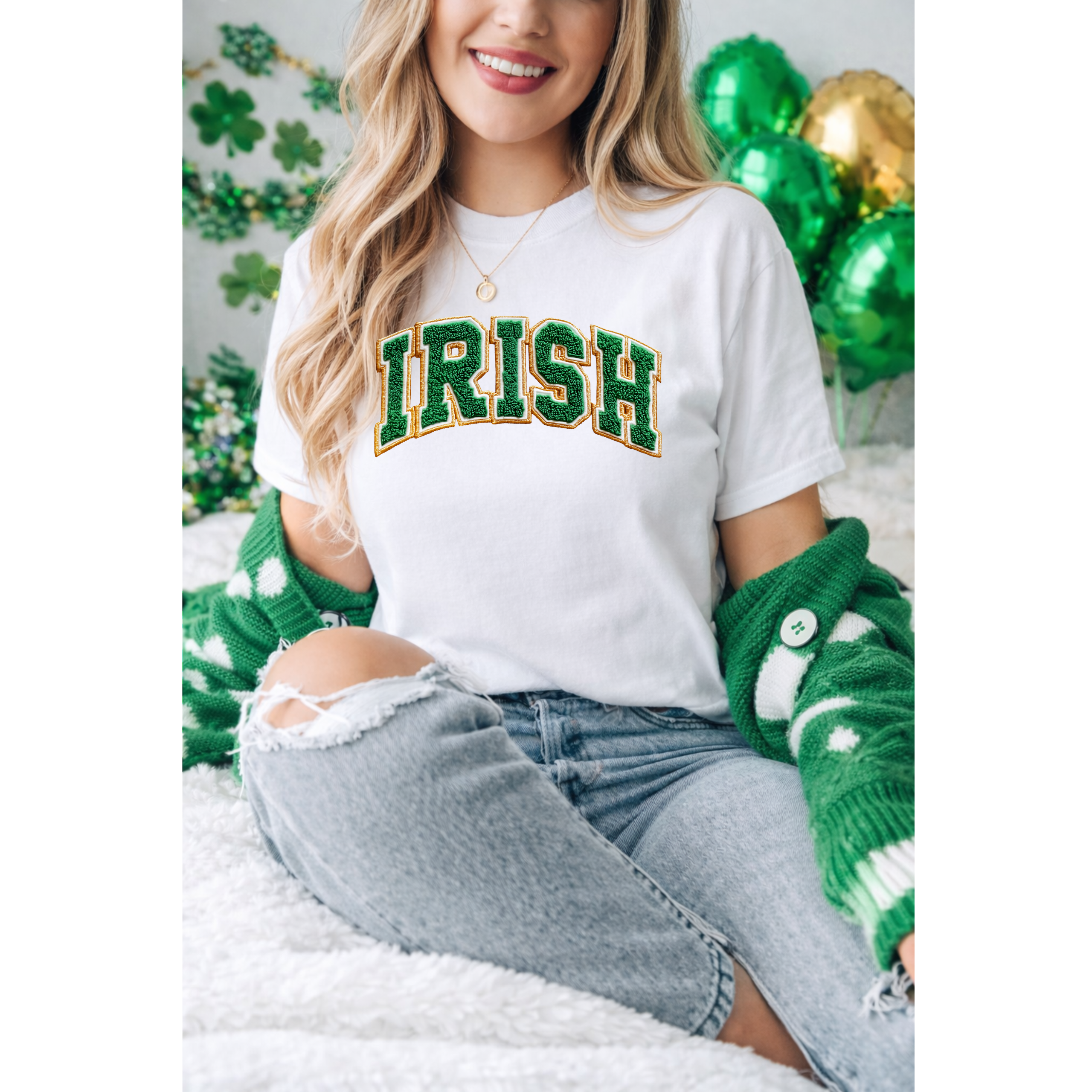 Faux Embroidered Chenille IRISH 3D DTF Transfer