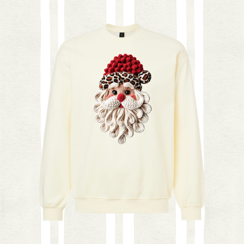 Faux Yarn 3D Santa with Cheetah Print Hat