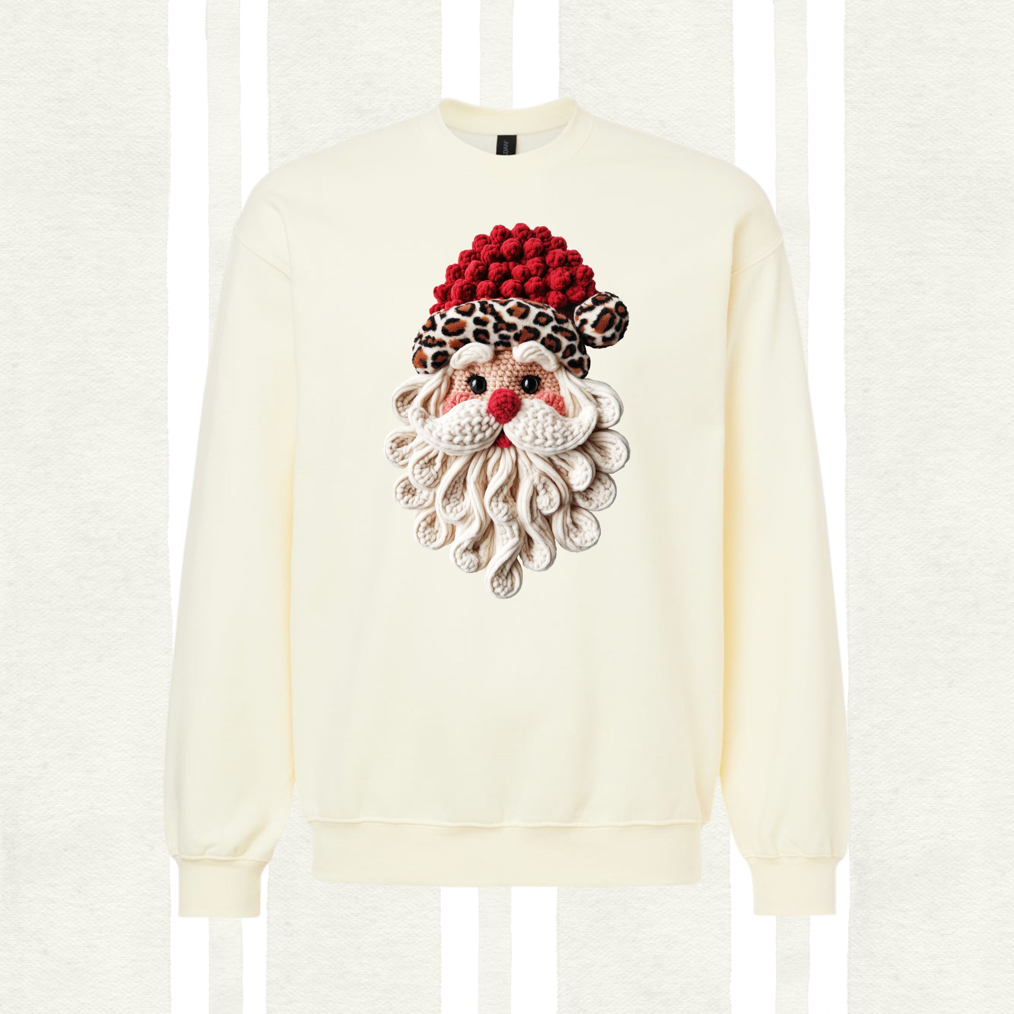 Faux Yarn 3D Santa with Cheetah Print Hat