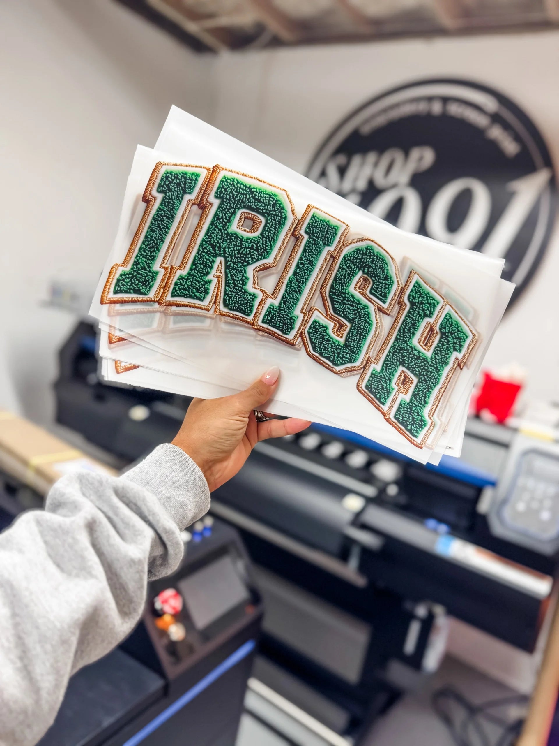 Faux Embroidered Chenille IRISH 3D DTF Transfer