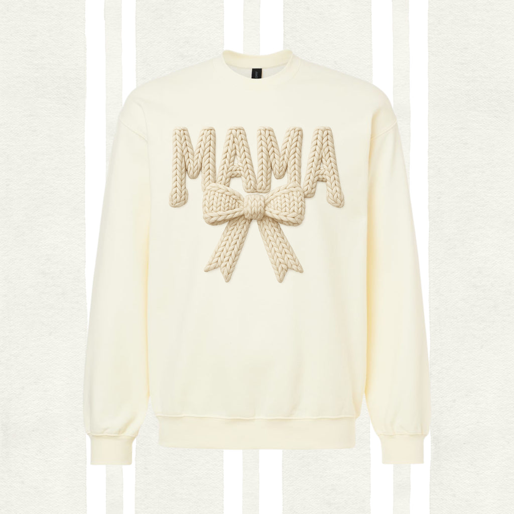 Faux Yarn Mom Bow in WHITE 3D DTF Transfer