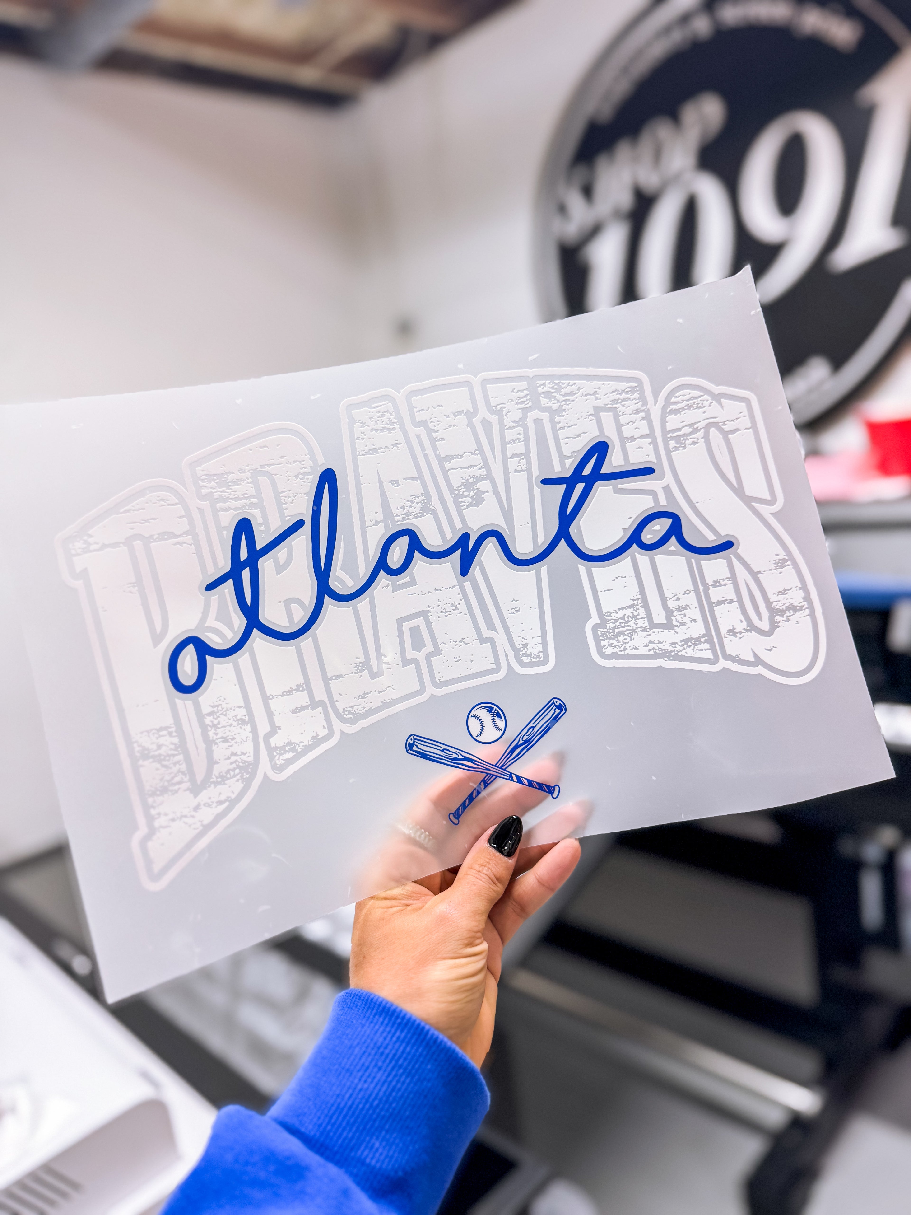 Distressed Braves Baseball in BLUE