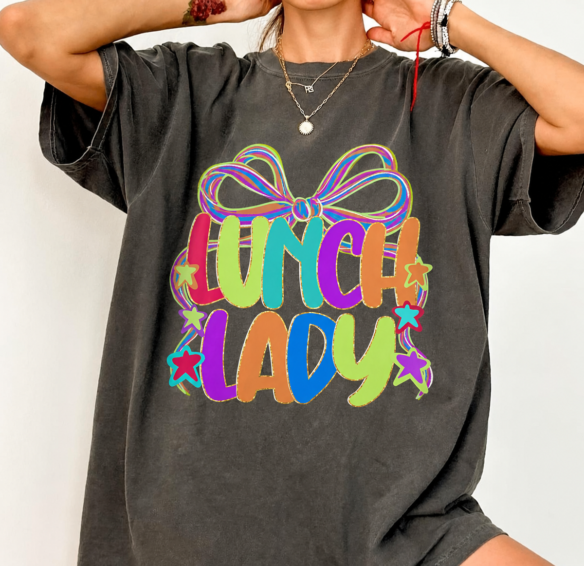 Preppy Lunch Lady with Bow