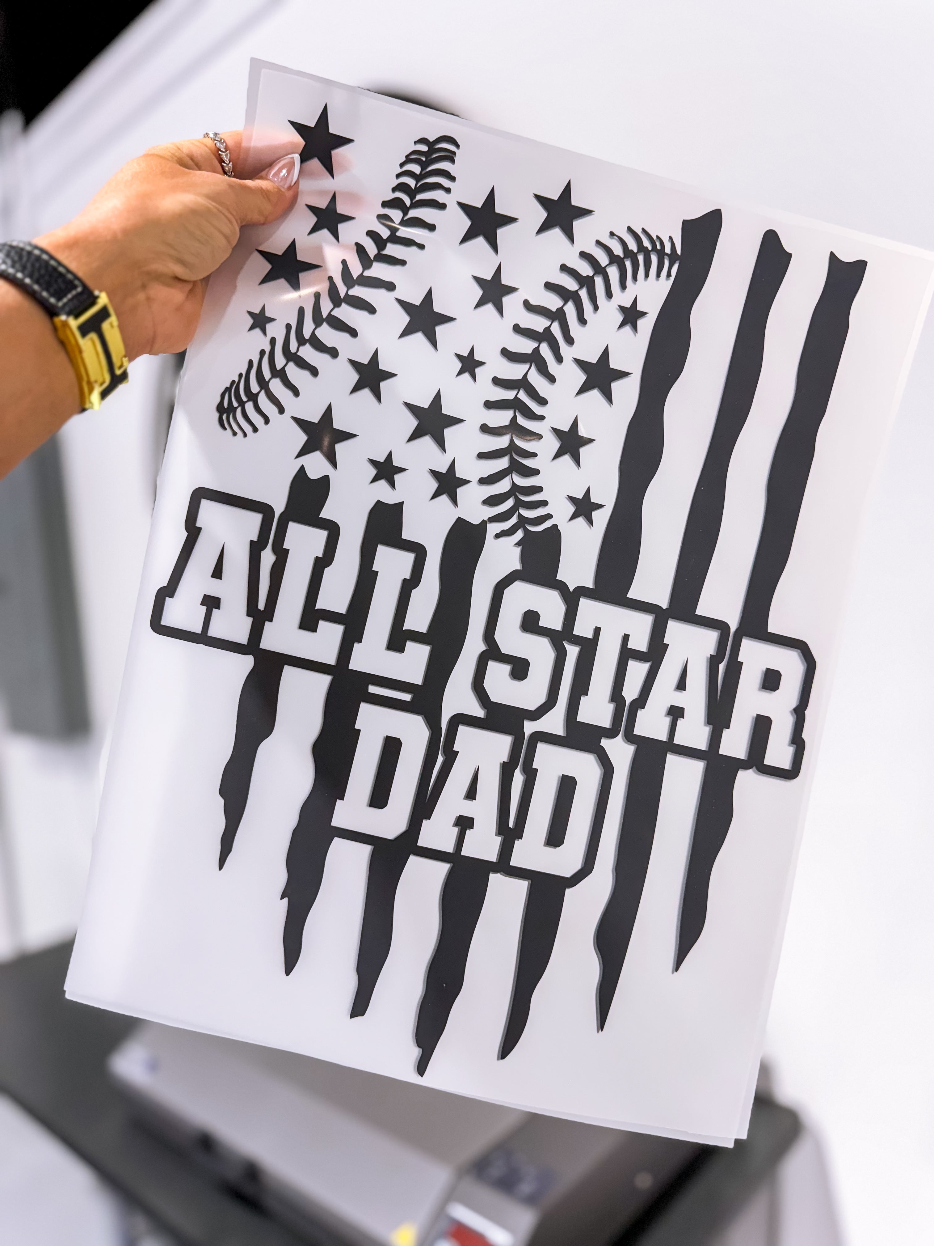 All Star Dad & American Baseball Flag in BLACK