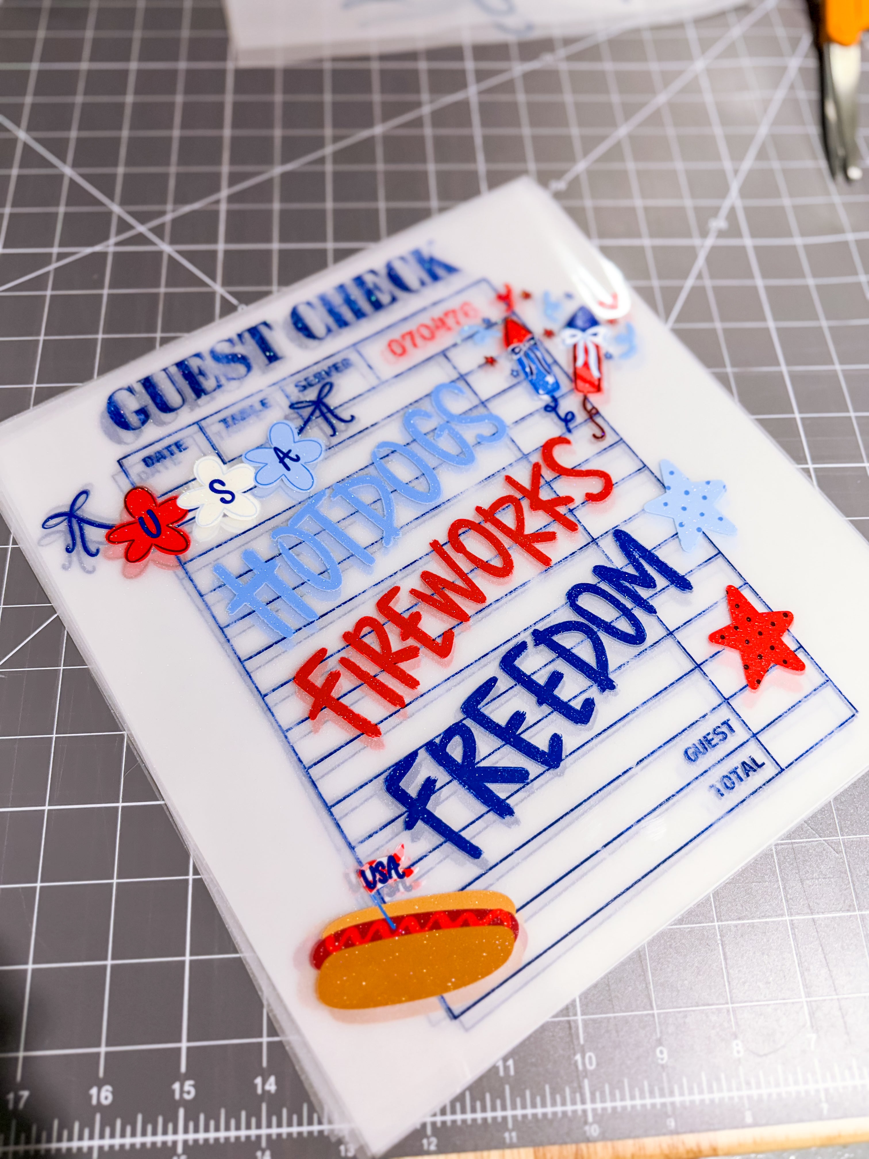 Hotdogs, Fireworks & Freedom ✨️Guest Check✨️ GLITTER
